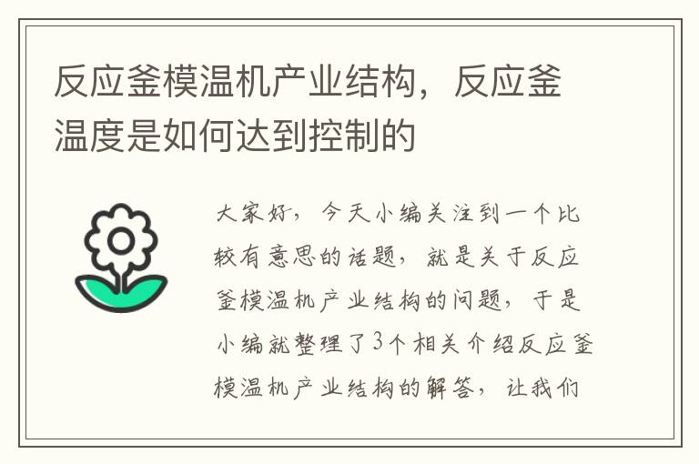 反应釜模温机产业结构，反应釜温度是如何达到控制的