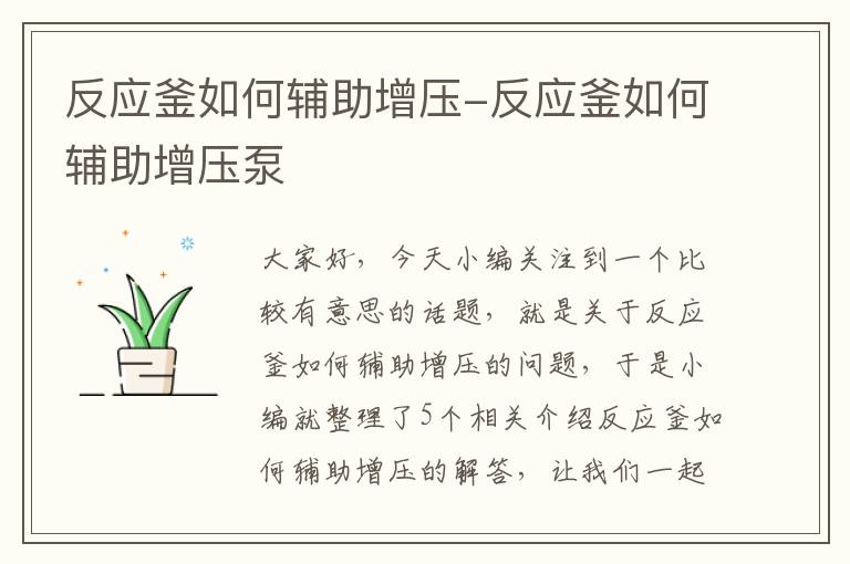 反应釜如何辅助增压-反应釜如何辅助增压泵