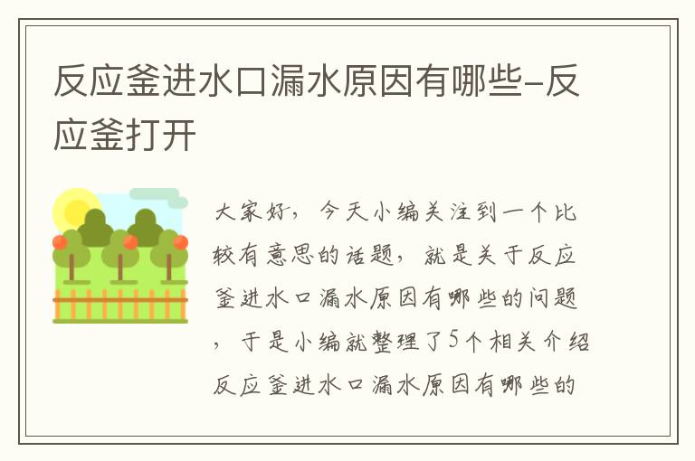 反应釜进水口漏水原因有哪些-反应釜打开