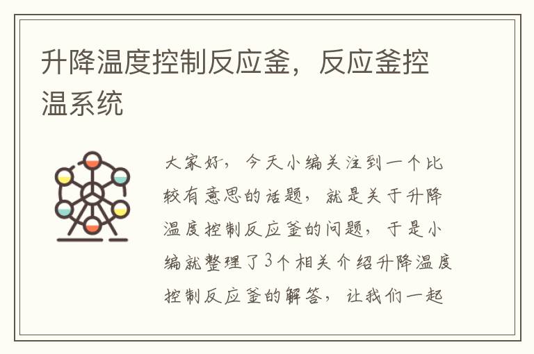 升降温度控制反应釜，反应釜控温系统