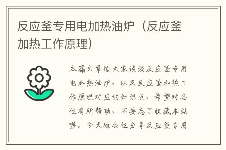 反应釜专用电加热油炉（反应釜加热工作原理）