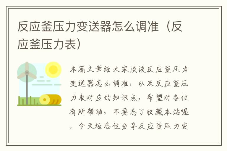 反应釜压力变送器怎么调准（反应釜压力表）