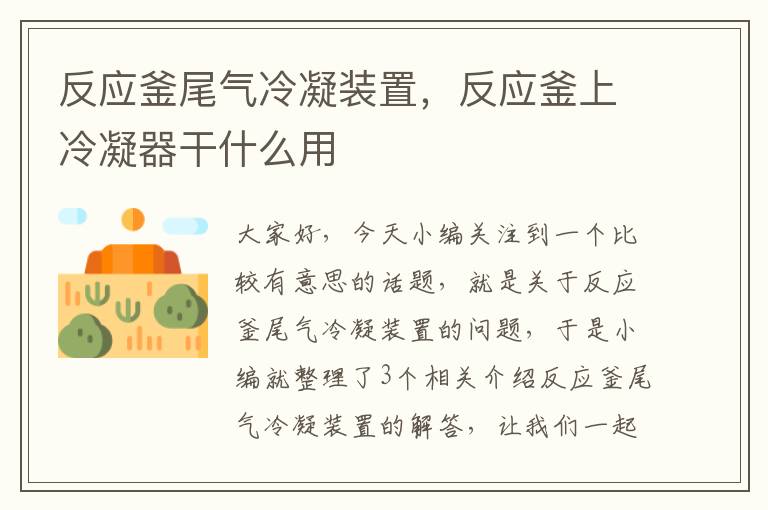 反应釜尾气冷凝装置，反应釜上冷凝器干什么用