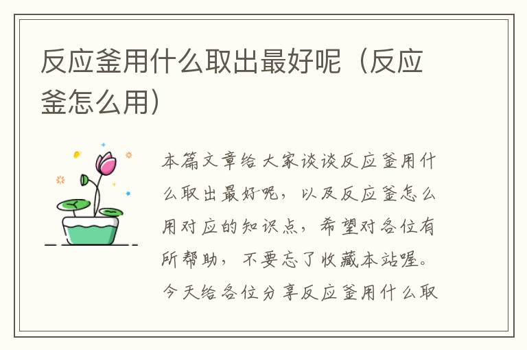 反应釜用什么取出最好呢（反应釜怎么用）