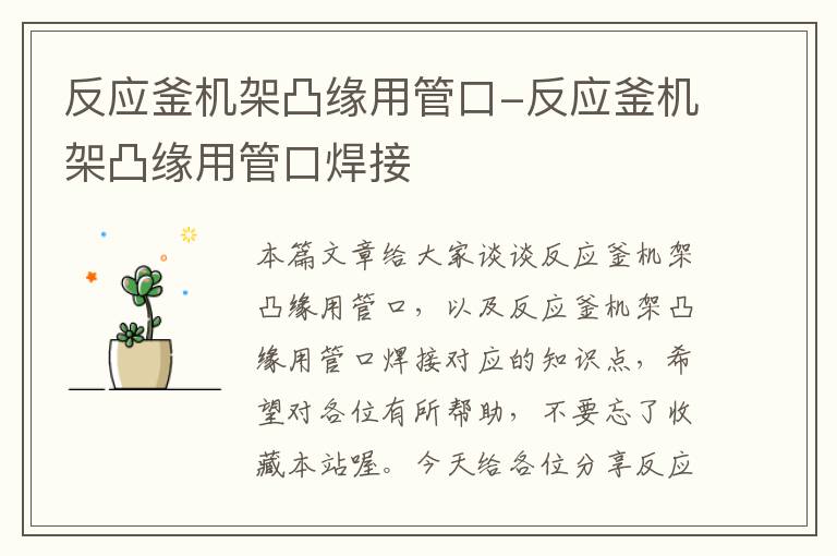 反应釜机架凸缘用管口-反应釜机架凸缘用管口焊接