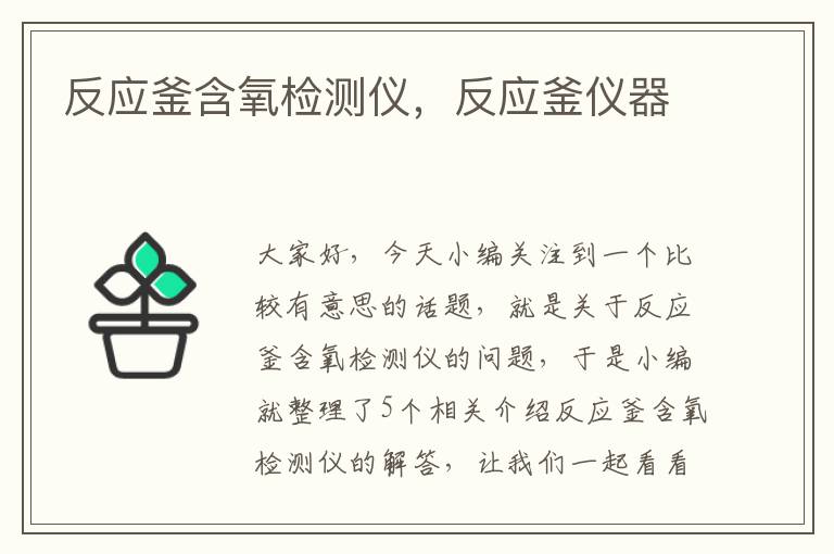 反应釜含氧检测仪，反应釜仪器