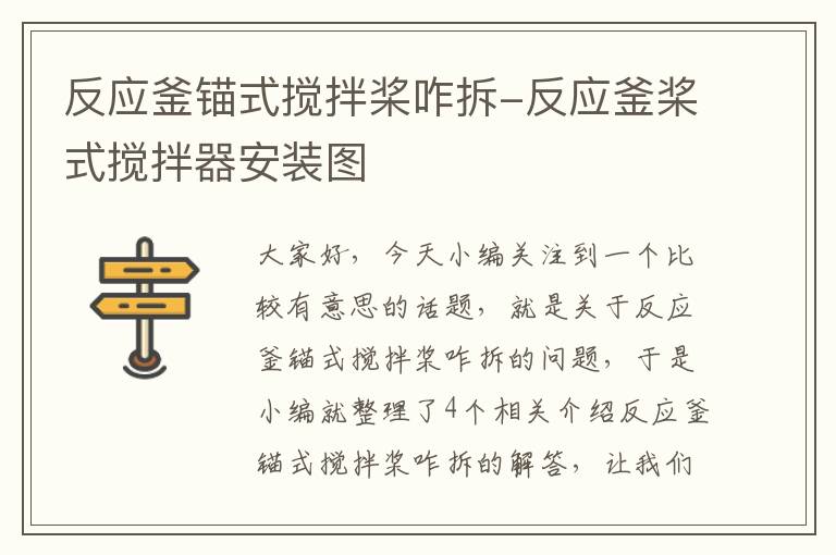 反应釜锚式搅拌桨咋拆-反应釜桨式搅拌器安装图