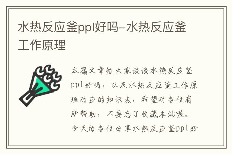 水热反应釜ppl好吗-水热反应釜工作原理