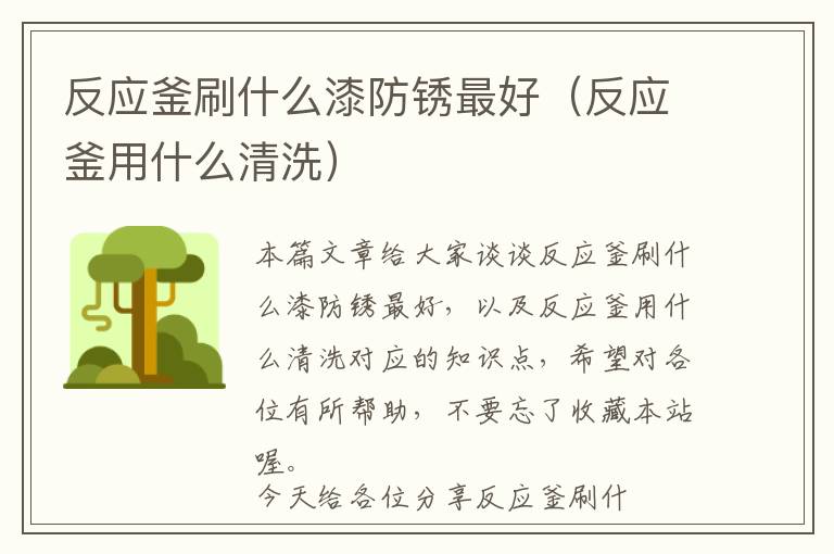 反应釜刷什么漆防锈最好（反应釜用什么清洗）