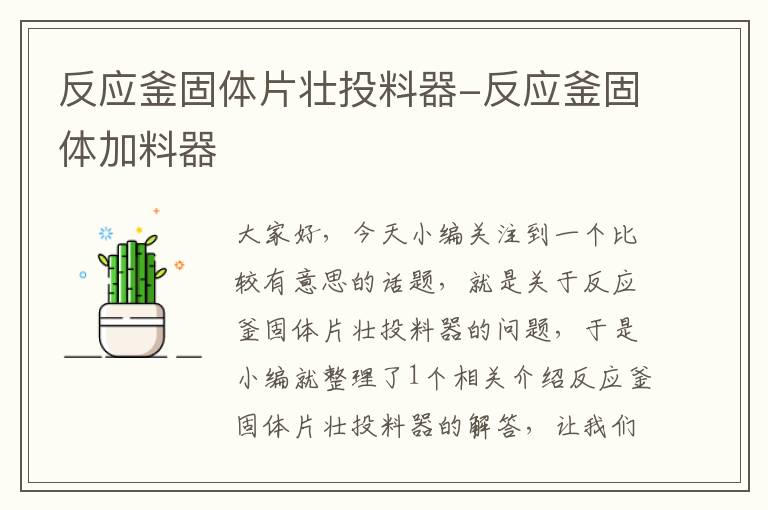 反应釜固体片壮投料器-反应釜固体加料器