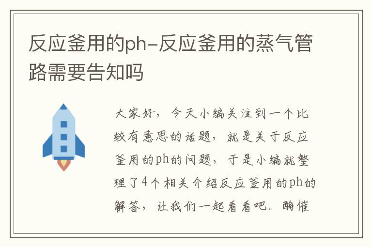 反应釜用的ph-反应釜用的蒸气管路需要告知吗