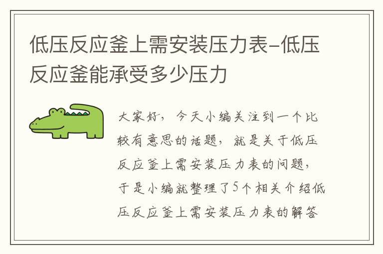 低压反应釜上需安装压力表-低压反应釜能承受多少压力