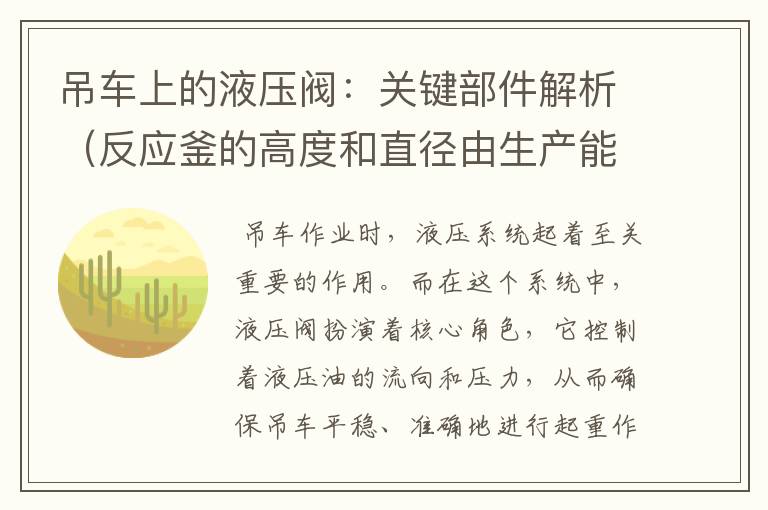 吊车上的液压阀：关键部件解析（反应釜的高度和直径由生产能力和反应要求决定）