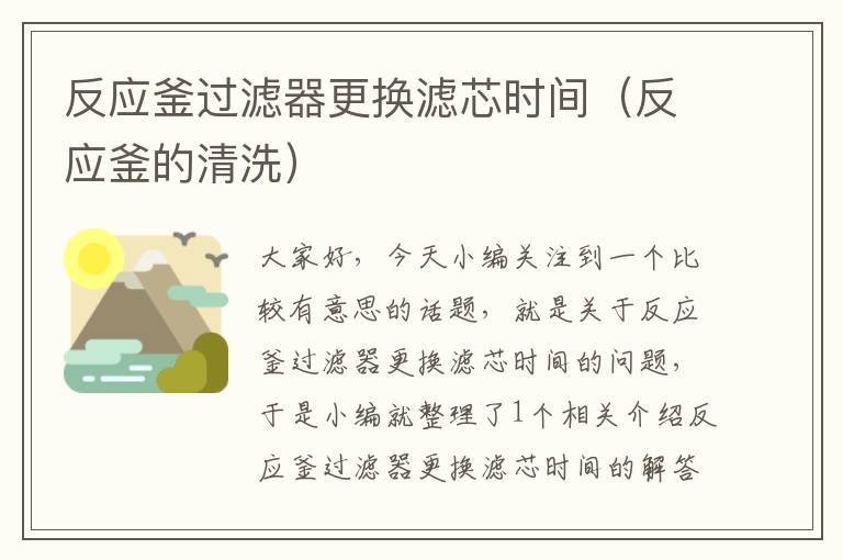 反应釜过滤器更换滤芯时间（反应釜的清洗）