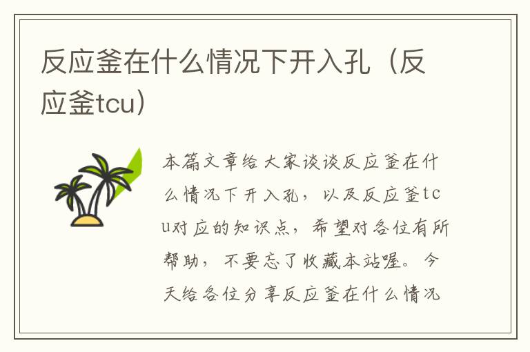 反应釜在什么情况下开入孔（反应釜tcu）