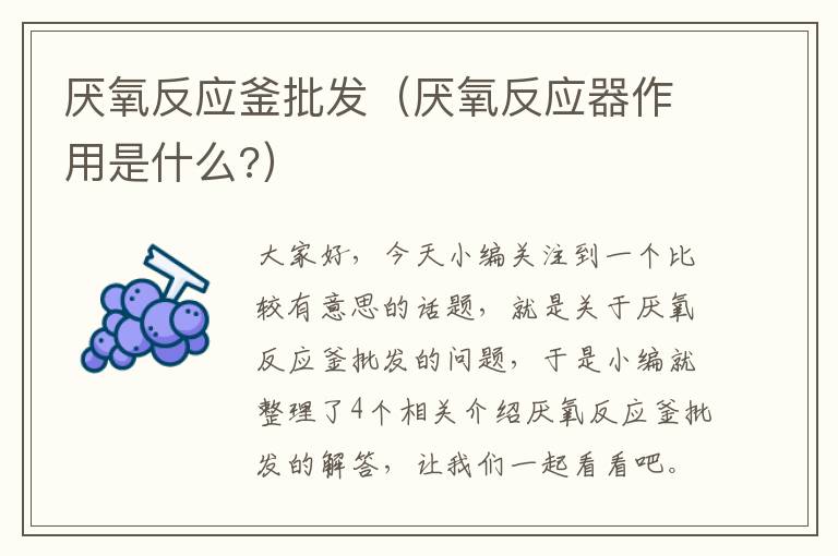 厌氧反应釜批发（厌氧反应器作用是什么?）