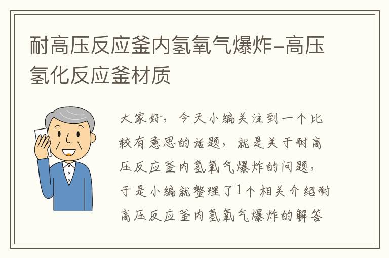 耐高压反应釜内氢氧气爆炸-高压氢化反应釜材质