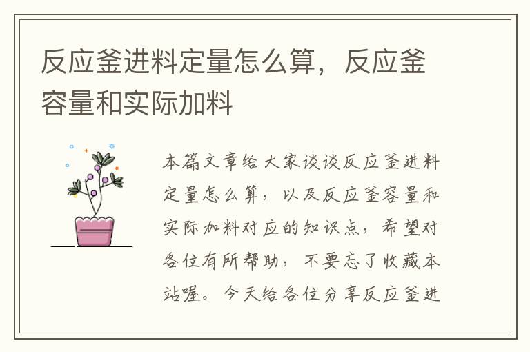 反应釜进料定量怎么算，反应釜容量和实际加料