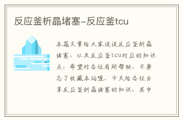 反应釜析晶堵塞-反应釜tcu