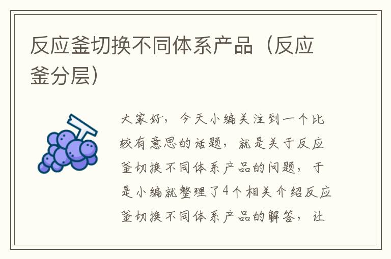 反应釜切换不同体系产品（反应釜分层）