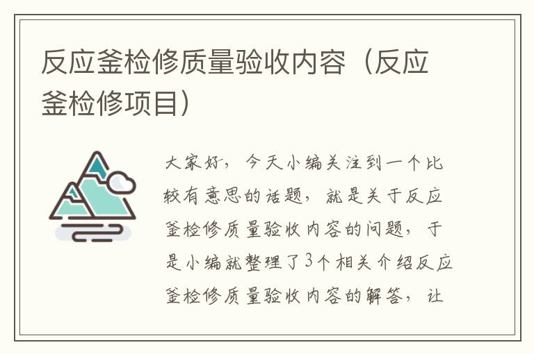 反应釜检修质量验收内容（反应釜检修项目）