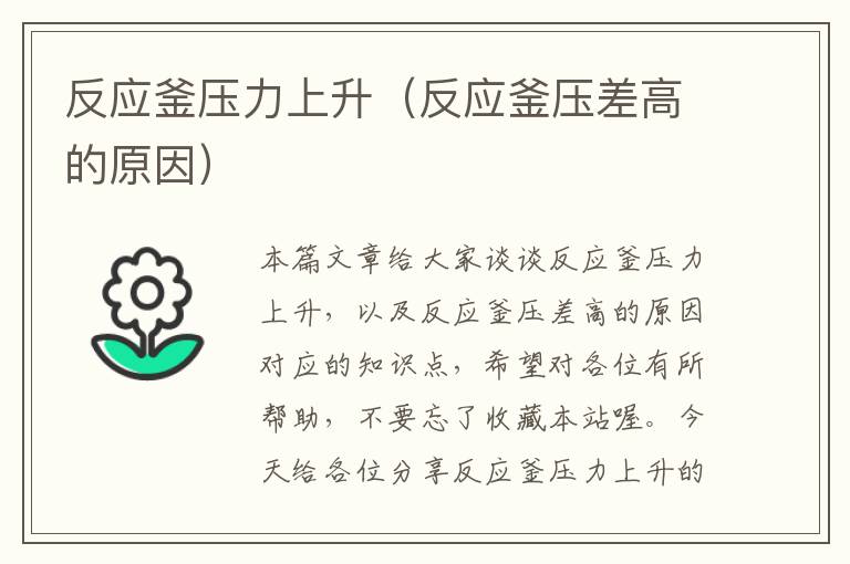 反应釜压力上升（反应釜压差高的原因）