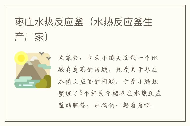 枣庄水热反应釜（水热反应釜生产厂家）