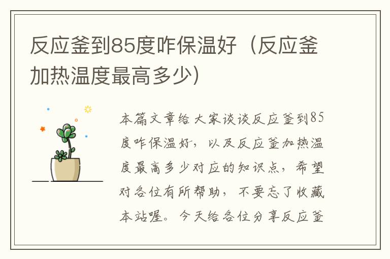 反应釜到85度咋保温好（反应釜加热温度最高多少）