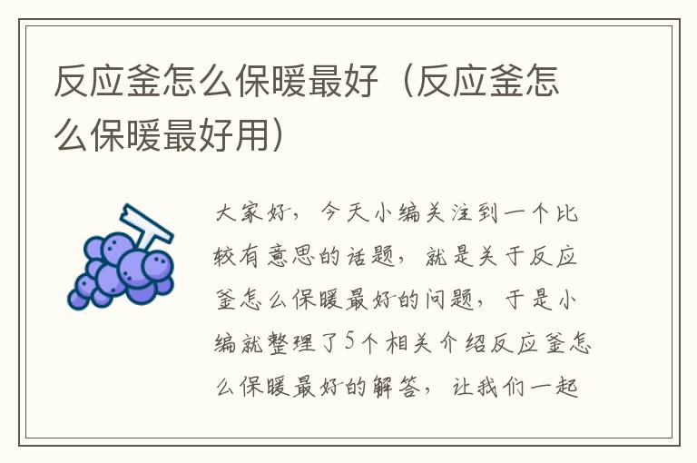 反应釜怎么保暖最好（反应釜怎么保暖最好用）