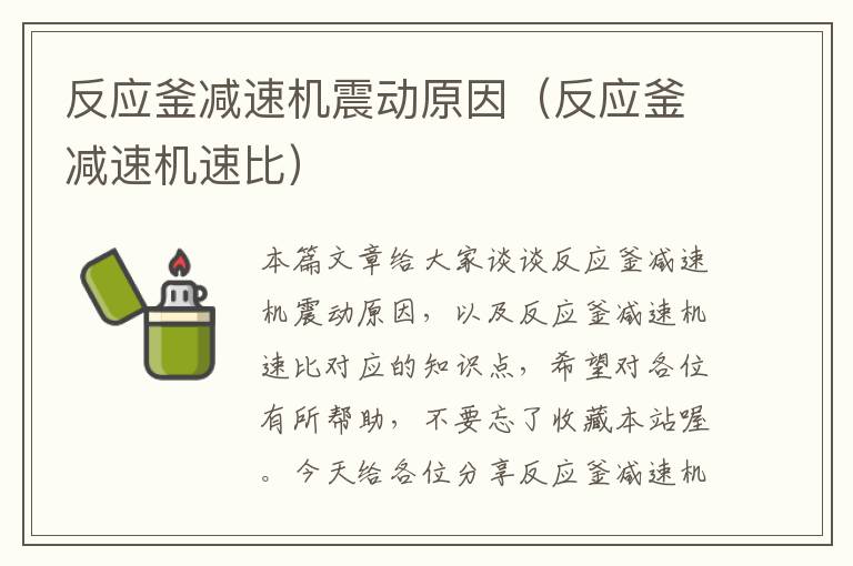 反应釜减速机震动原因（反应釜减速机速比）