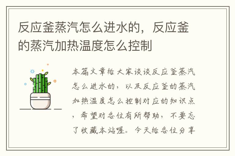 反应釜蒸汽怎么进水的，反应釜的蒸汽加热温度怎么控制