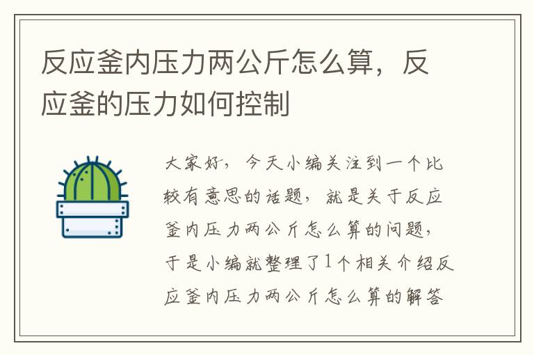 反应釜内压力两公斤怎么算，反应釜的压力如何控制