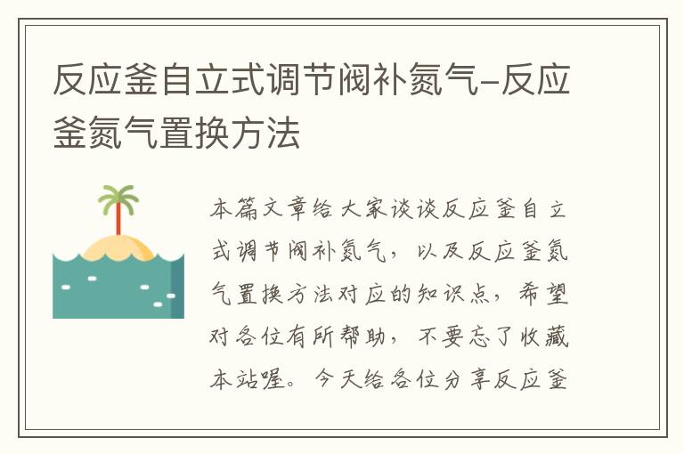 反应釜自立式调节阀补氮气-反应釜氮气置换方法