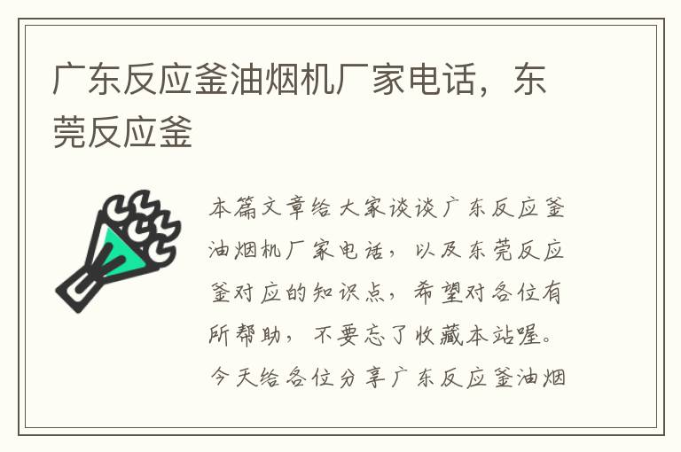 广东反应釜油烟机厂家电话，东莞反应釜