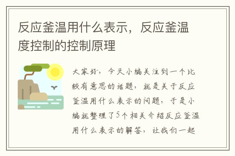 反应釜温用什么表示，反应釜温度控制的控制原理