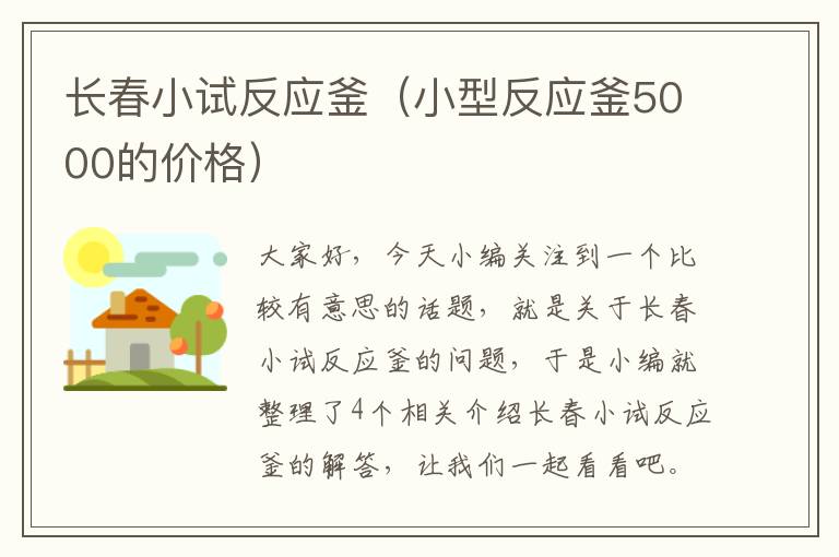 长春小试反应釜（小型反应釜5000的价格）