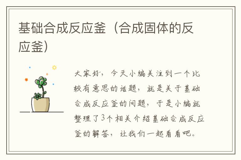 基础合成反应釜（合成固体的反应釜）