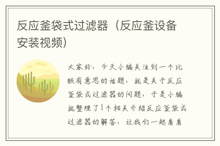 反应釜袋式过滤器（反应釜设备安装视频）