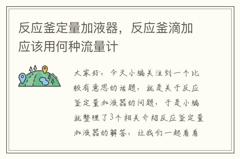 反应釜定量加液器，反应釜滴加应该用何种流量计