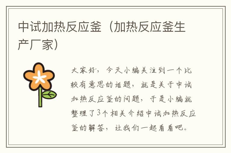 中试加热反应釜（加热反应釜生产厂家）