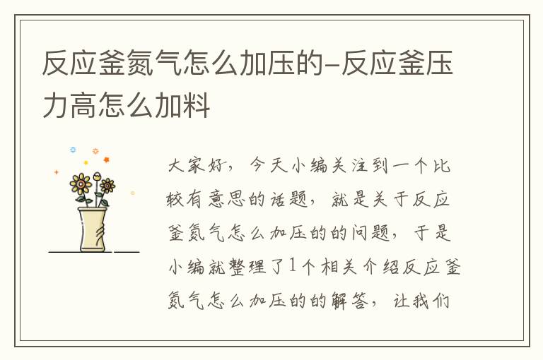 反应釜氮气怎么加压的-反应釜压力高怎么加料