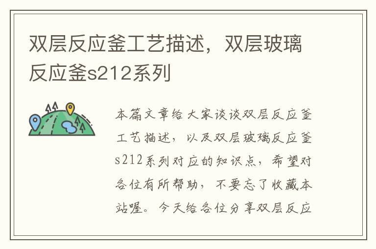 双层反应釜工艺描述，双层玻璃反应釜s212系列