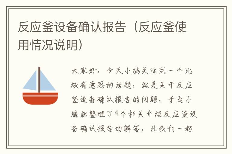 反应釜设备确认报告（反应釜使用情况说明）