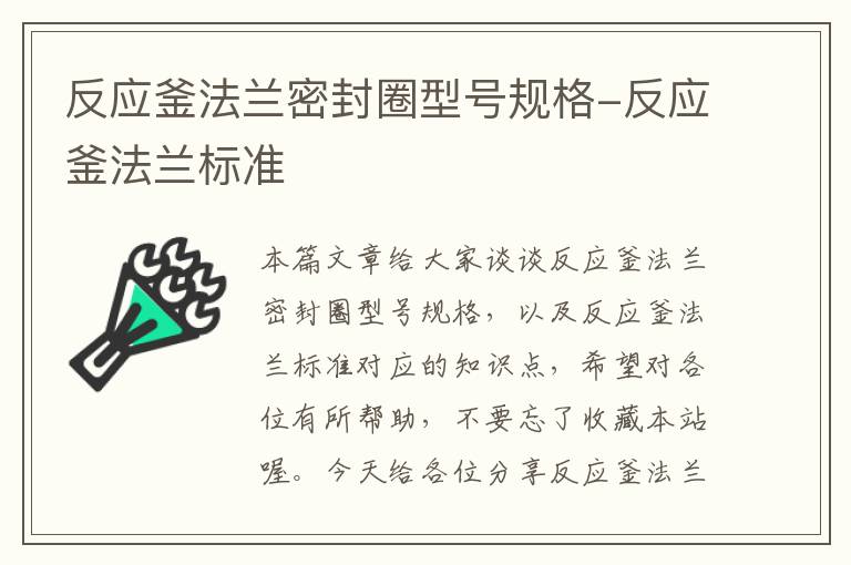 反应釜法兰密封圈型号规格-反应釜法兰标准