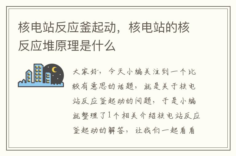 核电站反应釜起动，核电站的核反应堆原理是什么