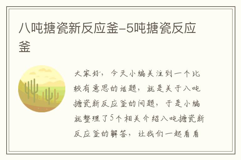 八吨搪瓷新反应釜-5吨搪瓷反应釜