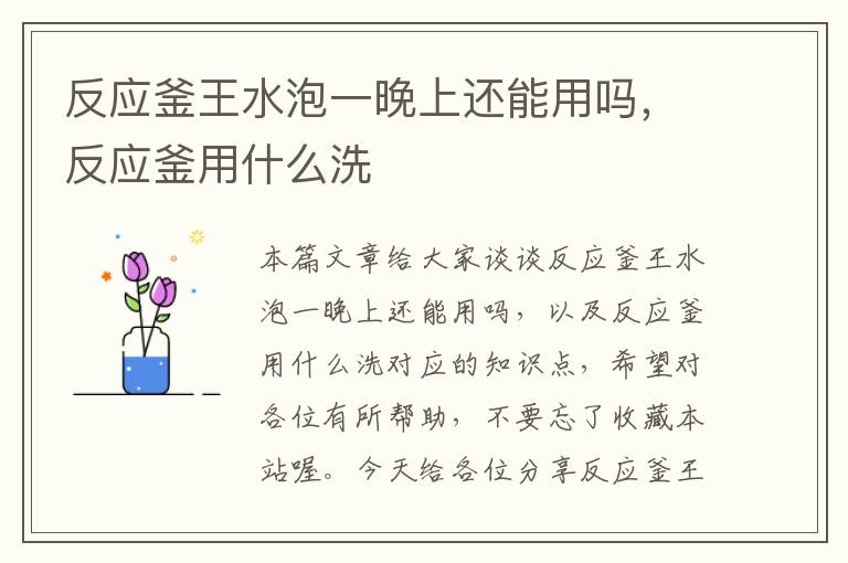 反应釜王水泡一晚上还能用吗，反应釜用什么洗