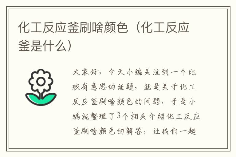 化工反应釜刷啥颜色（化工反应釜是什么）