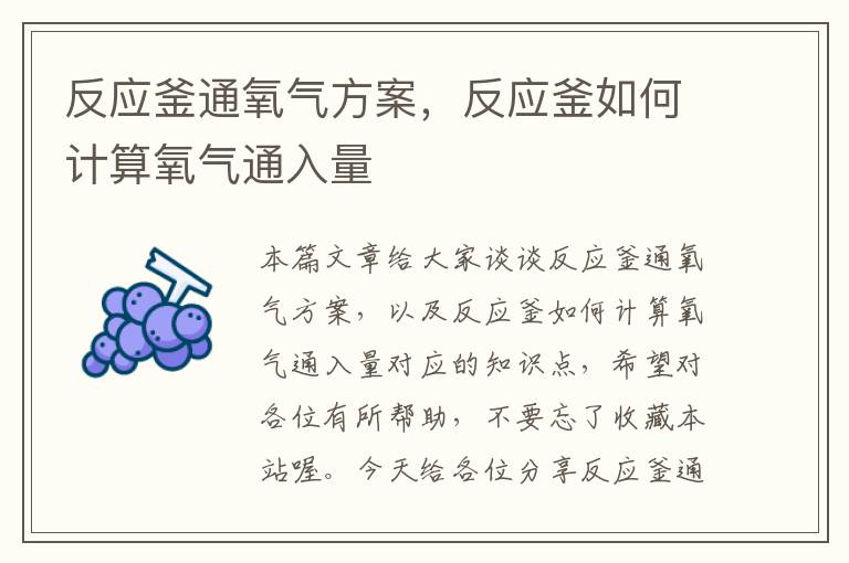 反应釜通氧气方案，反应釜如何计算氧气通入量