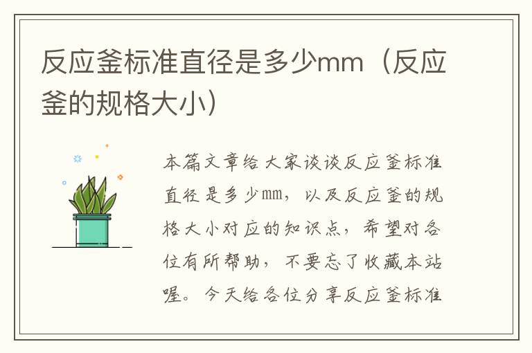 反应釜标准直径是多少mm（反应釜的规格大小）